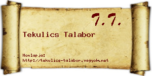 Tekulics Talabor névjegykártya